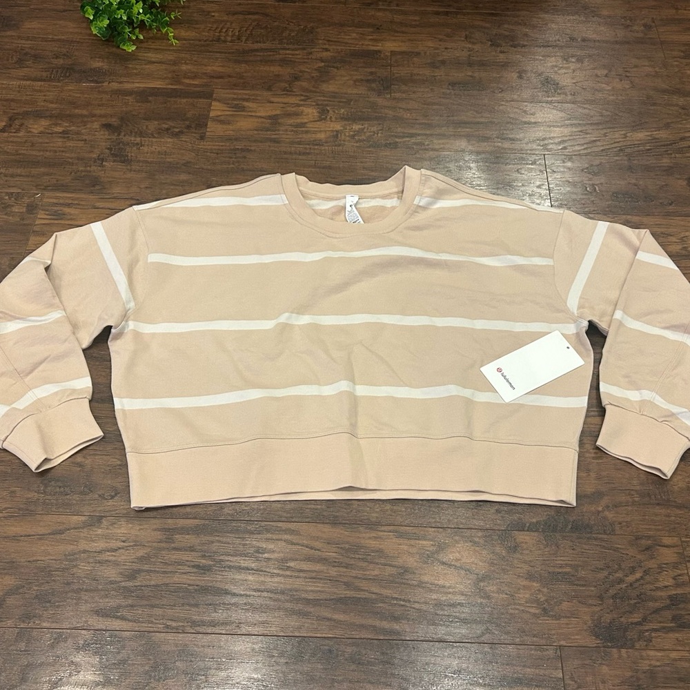 NWT LULULEMON Perfectly Oversized Cropped Crewneck Sweatshirt Stripped Size 12